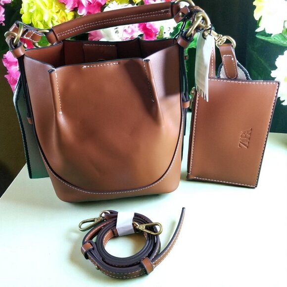 Zara Brown Crossbody Purse Shoulder Bag NWT With Extra Strap & Wallet 14347 - Picture 4 of 8